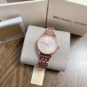 Michael Kors Lexington Three-Hand Rose Gold-Tone Stainless Steel Watch